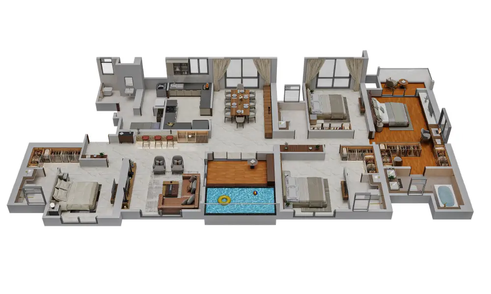 Fortune Seven Sarjapur 4 BHK apartment floor plan in Sarjapur Bangalore with approximately 1912 to 2086 square feet super built-up area; request latest price and availability